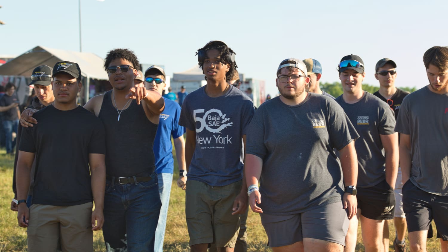 Golden Bear Racing team walking together at Baja SAE New York