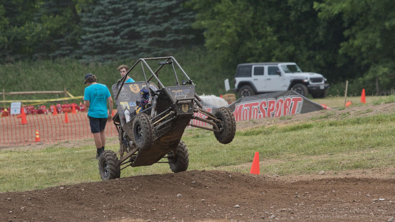 GBR4 lifting its front wheels over an obstacle