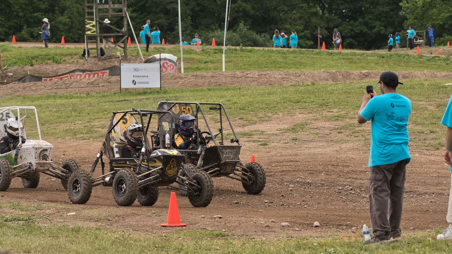 Cars lined up on course during the competition