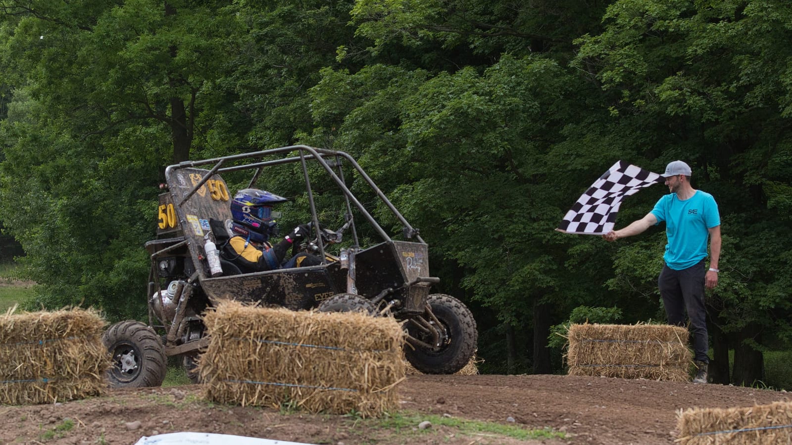 GBR4 takes the checkered flag at the end of a run